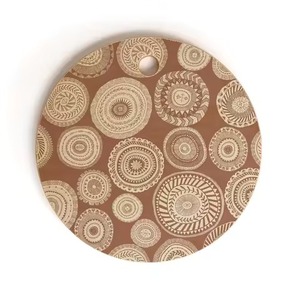 Planche à découper ronde en bois naturel fini pour la maison, l'hôtel, la cuisine, les fruits, les légumes, avec poignée - Product Image 4