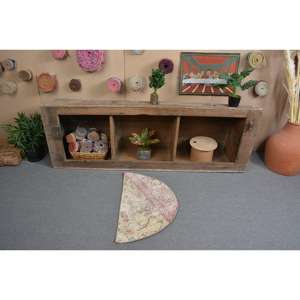 Alfombra Turca Vintage, Alfombra de 2,5x1,5 pies, Alfombra Roja con Rayas Redondas - Product Image 3