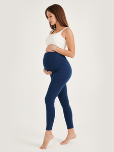 Leggings de maternité taille haute bleu skinny extensible coton laine spandex taille élastique salopette pour nouvel arrivage - Product Image 2