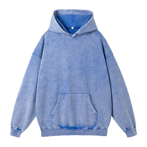 Sudadera recortada suelta lavada con ácido desgastada Vintage con logotipo personalizado para hombre, ropa de calle, sudaderas con capucha con dobladillo crudo en blanco, ropa de invierno - Product Image 6