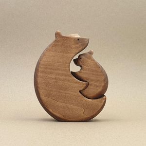 Figurine d'éléphant en bois fait à la main Sculpture animale naturelle Montessori jouet à collectionner ornement de la faune décor en bois écologique - Product Image 2