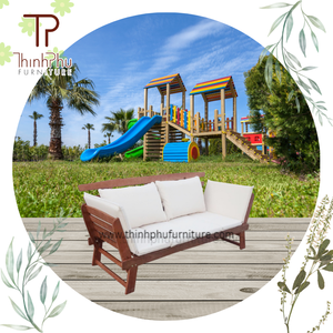 ม้านั่งไม้เนื้อแข็งที่ทันสมัยสำหรับการใช้งานกลางแจ้งสำหรับลานสวนสาธารณะห้างสรรพสินค้าหรือโรงแรมเฟอร์นิเจอร์ทนทานและมีสไตล์ความสมดุลของสี - Product Image 6