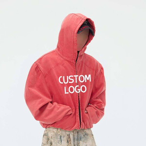 เสื้อมีฮู้ดแบบหลวมสำหรับผู้ชายเสื้อฮู้ดสีซีดจางพิมพ์ลายแนวสตรีทฤดูใบไม้ร่วง/ฤดูหนาวโลโก้แบบกำหนดเอง - Product Image 1