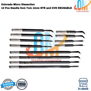 Ensemble d'aiguilles de micro-dissection réutilisables OldMed Instruments Top Colorado 5 cm 12 cm droites/angulaires en acier inoxydable, pince électrique - Product Image 2