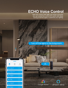 สวิตช์ไฟแบบสัมผัส <span class=keywords><strong>LIVOLO</strong></span> C7 2 ช่อง 1 ทาง แบบยุโรป ใช้งานร่วมกับ <span class=keywords><strong>Alexa</strong></span> และ Google Home สำหรับควบคุมไฟ/โคมไฟติดผนัง สีขาว - Product Image 3
