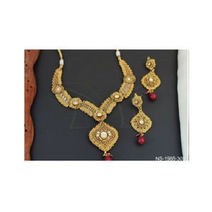 Collier en or et boucles d'oreilles assorties de la meilleure qualité ensemble de bijoux de mode pour la fête, le mariage ou les cadeaux au prix d'exportation - Product Image 4