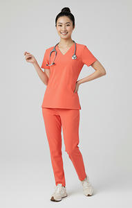 Cómodo ajuste Unisex médico Scrub Set desgaste todo el día cuello en V Scrub Top embalaje personalizado Spandex algodón Hospital Scrubs uniformes - Product Image 4