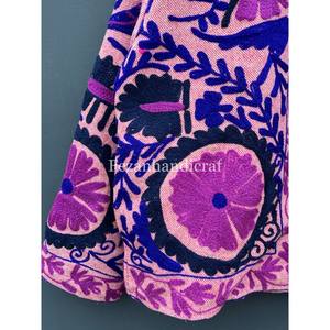 Unisex Autumn/Winter Party Wear Coat <b>Velvet</b> Fabric Suzani <b>Jacket</b> Floral Embroidery Stand Collar Cotton Lining Knitted for Men - Product Image 4