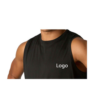 Camisetas de verano 280GSM 100% algodón pesado sin mangas transpirable de gran tamaño en blanco personalizado Puff logo para hombres camisetas - Product Image 3