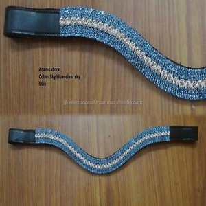 Cristales multicolores de 5 filas, diamantes de imitación, diseño mega ostentoso, en forma de onda, negro o marrón, banda de cuero premium para cejas de caballo, todos los tamaños - Product Image 3