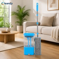 Ensemble serpillière et seau à pression professionnel pour hôtels, double pompe, manche en acier inoxydable 130 cm, serpillière plate, nettoyage, vente en gros, OEM, logo personnalisé