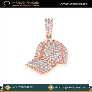 Gorro de Béisbol Moderno y Elegante de Oro Sólido de 10K con Diamantes Cultivados en Laboratorio, Colgantes y Dijes Finos, Joyería de Moda, Regalos - Product Image 4