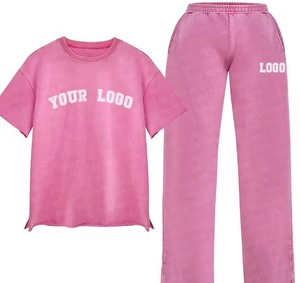 Personalizado desgastado bordado chándal camiseta Rhinestone Zip Up recortado Sudadera con capucha Flare pantalones de chándal y Sudadera con capucha conjunto de las mujeres Sweatsuit - Product Image 3