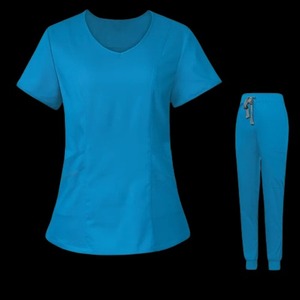 Clásico profesional cuello en V Regular World Nursing Scrub Set tejido elástico Multi Top bolsillos Spa uniforme mujer personalizado Scrub - Product Image 6