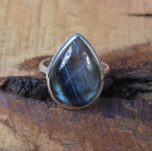 Anillo de Labradorita Natural en Forma de Pera, Hecho a Mano, Plata de Ley 925, Joyería con Piedras Preciosas para Mujer, Regalo de Cumpleaños, Precio al por Mayor - Product Image 3