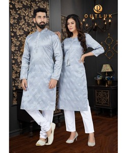 Thobekurta ชุดนอนผ้าฝ้ายมีกระดุมคอและโซ่ใหม่ล่าสุดสำหรับผู้ชายสไตล์ Punjabi pathani - Product Image 1