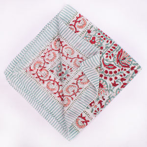 Bandana en coton floral fait main, léger, écologique, respirant, à nouer, en tissu doux imprimé au bloc, lavable, toutes tailles - Product Image 3