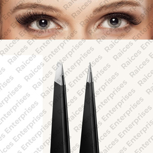 Pinzas de cejas de acero inoxidable con punta inclinada de 45 grados de alta calidad profesional, herramientas de maquillaje para extensiones de cabello, herramientas de belleza - Product Image 6