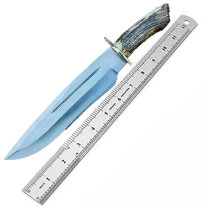 Couteau Bowie à lame en acier D2 fait main avec manche en bois de cerf et étui en cuir - Product Image 6