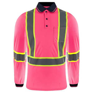 100% algodón de manga larga de punto de alta visibilidad trabajo de seguridad para camisa Polo cinta reflectante de alta visibilidad ropa de trabajador de la construcción - Product Image 4