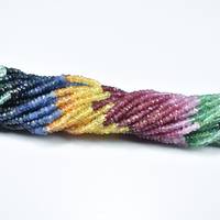 Perles facettées en saphir multicolores naturelles, 2,5-3 mm, perles de pierres précieuses, brins pour la fabrication de bijoux, directement du grossiste