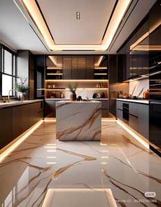 Luxury Black Modular <b>Kitchen</b> Island Design Premium Modern <b>Kitchen</b> Cabinets Stylish <b>Furniture</b> for Elegant Home Interior - Product Image 4