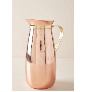 Pichet à eau résistant à la chaleur Pot à eau de glace en métal Matériau en cuivre pur de haute qualité Hammred Design Pichet à eau froide - Product Image 3