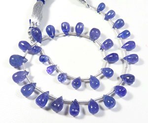 Top Grade 10 Strand Polished Teardrop Beads 6-11mm Natural Blue Tanzanite Smooth African Gemstones Loose Heat Treated Pleochroic - Product Image 1