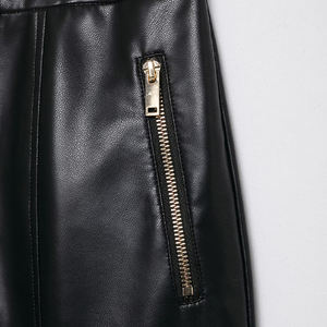 Pantalon droit Willshela pour femme, en PU noir, avec fermeture éclair sur le devant, taille haute vintage, longueur totale, chic et élégant - Product Image 2