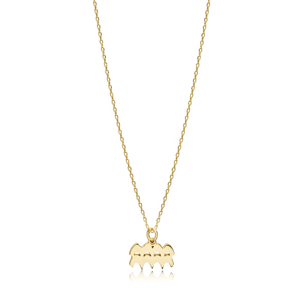 Aquarius Zodiac Pendant Necklace 925 Sterling Silver 18K Gold Plated Handmade Horoscope Jewelry for Bulk Wholesale Buyers