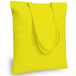 Ventes chaudes, services OEM, sac fourre-tout en coton naturel de couleur jaune avec longue poignée, réutilisable, idéal pour le shopping - Product Image 1