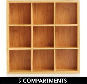 Boîte d'organisation polyvalente à 9 sections divisées en bambou pour le rangement des aliments et des légumes Paniers de cuisine Hotpot - Product Image 5