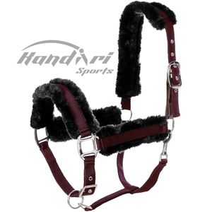 Bride de cheval de bonne qualité licous de cheval en cuir de logo personnalisé à vendre licou de fourrure en cuir d'équitation - Product Image 1