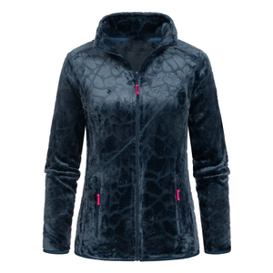 Veste polaire thermique douce et respirante pour femme avec doublure en nylon, fermeture éclair sur le devant, capuche, confortable et chaude pour l'hiver - Product Image 1