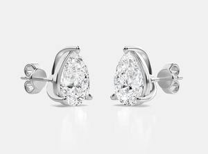 Poire forme laboratoire cultivé diamant 4 broches boucles d'oreilles de mariage fiançailles poire Push Back ensemble boucles d'oreilles pour les femmes - Product Image 4