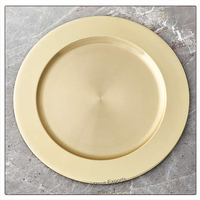 Assiette de Présentation Écologique en Acier Inoxydable, Finition Dorée de Haute Qualité, Diamètre 33 cm, Style Classique, Motif Uni, Finition Polie