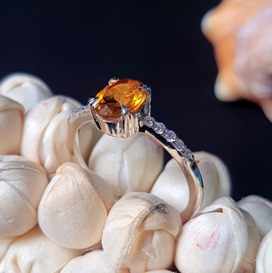 925スターリングシルバークラシックナチュラルシトリン石英ジルコン宝石ファインリング結婚式婚約パーティー用; 手作りの熟練 - Product Image 3