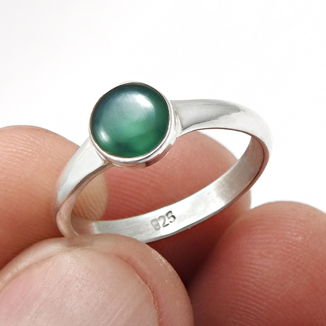 Luxury 925 Sterling Silver Elegant Rings for Women With Natural Green Onyx Gemstone Fine Jewelry S925 Statement Rings Wholesale