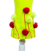Robe trapèze vert néon et rose robe vibrante et élégante dernière robe d'été conçue robe à motif de fleurs en filet vert et rose