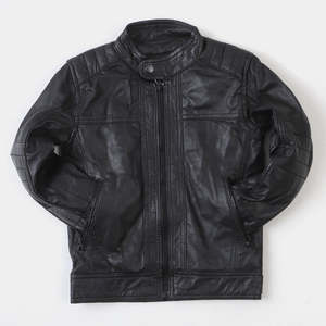 Solid Colors PU <b>Leather</b> Zipper <b>Jackets</b> for <b>Boys</b> Long Sleeve Casual Winter Fashion Outerwear Cotton Filling for Motorcycle Riding - Product Image 2