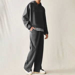 Survêtements d'hiver pour hommes de haute qualité OEM, logo personnalisé imprimé, 100% coton, couleur unie, streetwear, pull régulier, 2 pièces - Product Image 6