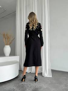 ยูเครนชุดเดรสปักสีดำทำมือวิสฮิวอังกาประดับแบบดั้งเดิมเสื้อผ้าผู้หญิงสไตล์พื้นบ้านที่สง่างาม - Product Image 5