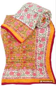 Handmade 100% Cotton <b>Queen</b> <b>Size</b> <b>Quilt</b> Traditional Style Reversible Comfortable Hand Block Printed Lightweight for Winter - Product Image 2