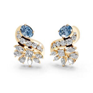 Boucles d'oreilles pour femmes en or jaune platine ou en or blanc et or rose AIER-339 Classic Sparkling Diamond - Product Image 6