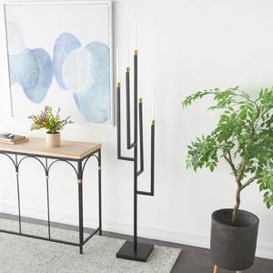 Modern <b>Black</b> Metal Geometric Candelabra Floor Standing Taper <b>Candle</b> <b>Holder</b> with Gold Accents Home Hotel and Event Decoration - Product Image 5