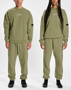 Conjunto de chándal para hombre con logotipo personalizado al por mayor, Sudadera de cuello redondo y pantalones para correr, traje de Jogger liso en 2 piezas - Product Image 2