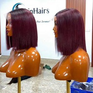 Peluca de Cabello Humano Vietnamita Virgen Liso SDD con Frente de Encaje, Base de Encaje HD Transparente, Sin Pegamento, Negro Natural, 180% - Product Image 1