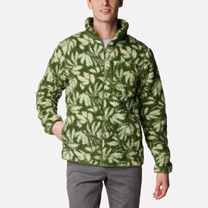 Abrigo de invierno Sherpa de manga larga de gran tamaño con capucha holgada y cremallera con cuello levantado de color sólido y logotipo personalizado, chaqueta polar para hombre - Product Image 5