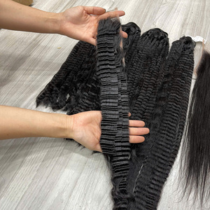 ผมตรงแบบ Kinky  สีธรรมชาติ พร้อมส่ง  ผู้จำหน่ายผมแท้  ช่อผมแท้  แบบ Double Drawn Weft - Product Image 3