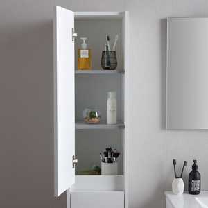 Armoire colonne Koricini 180 cm effet bois blanc, design italien, en MDF, pour salle de bain, chambre, salon, hôtel, hôpital - Product Image 3